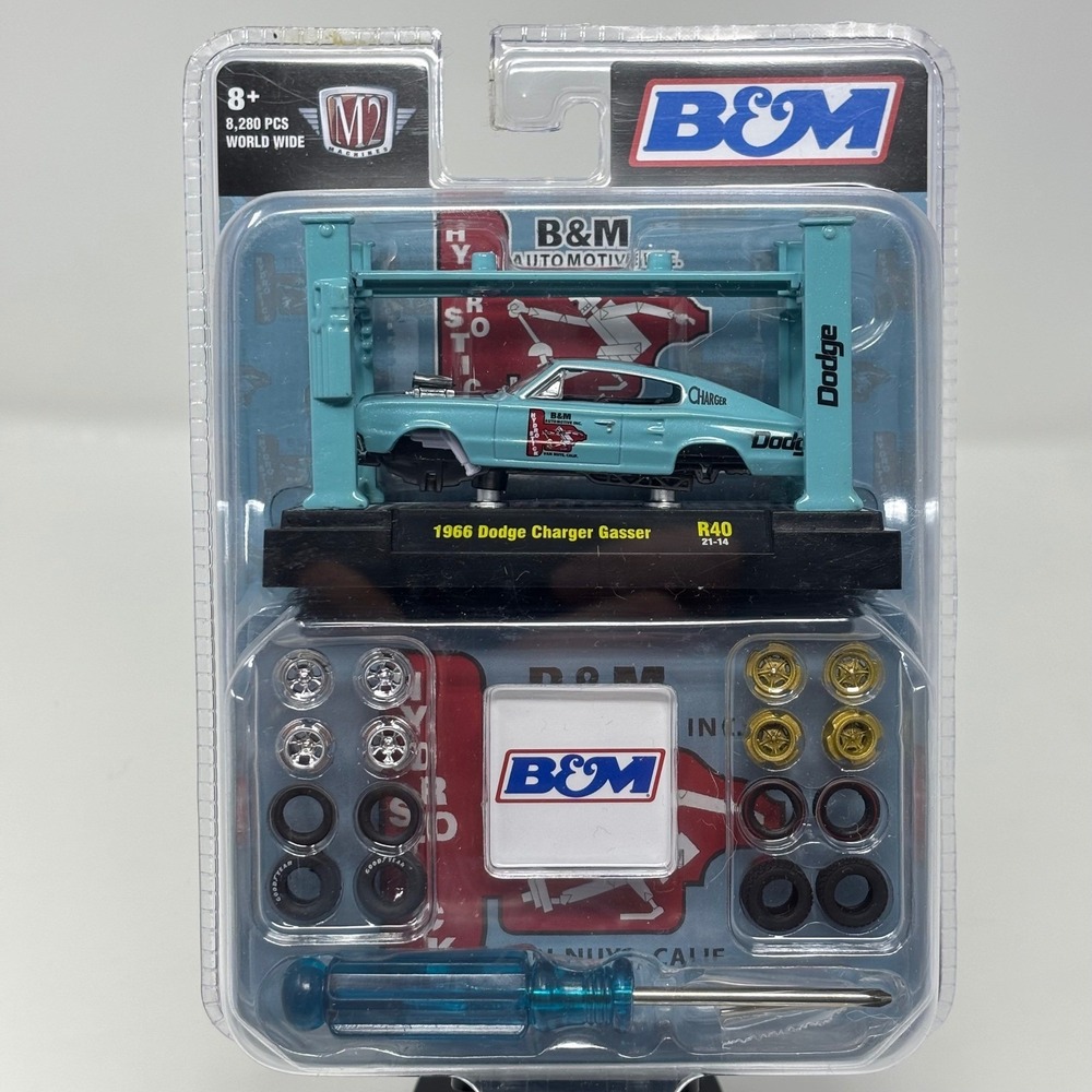 M2 Machines 1966 Dodge Charger Gasser B&M Model Kit R40 21-14 1:64 Blue
